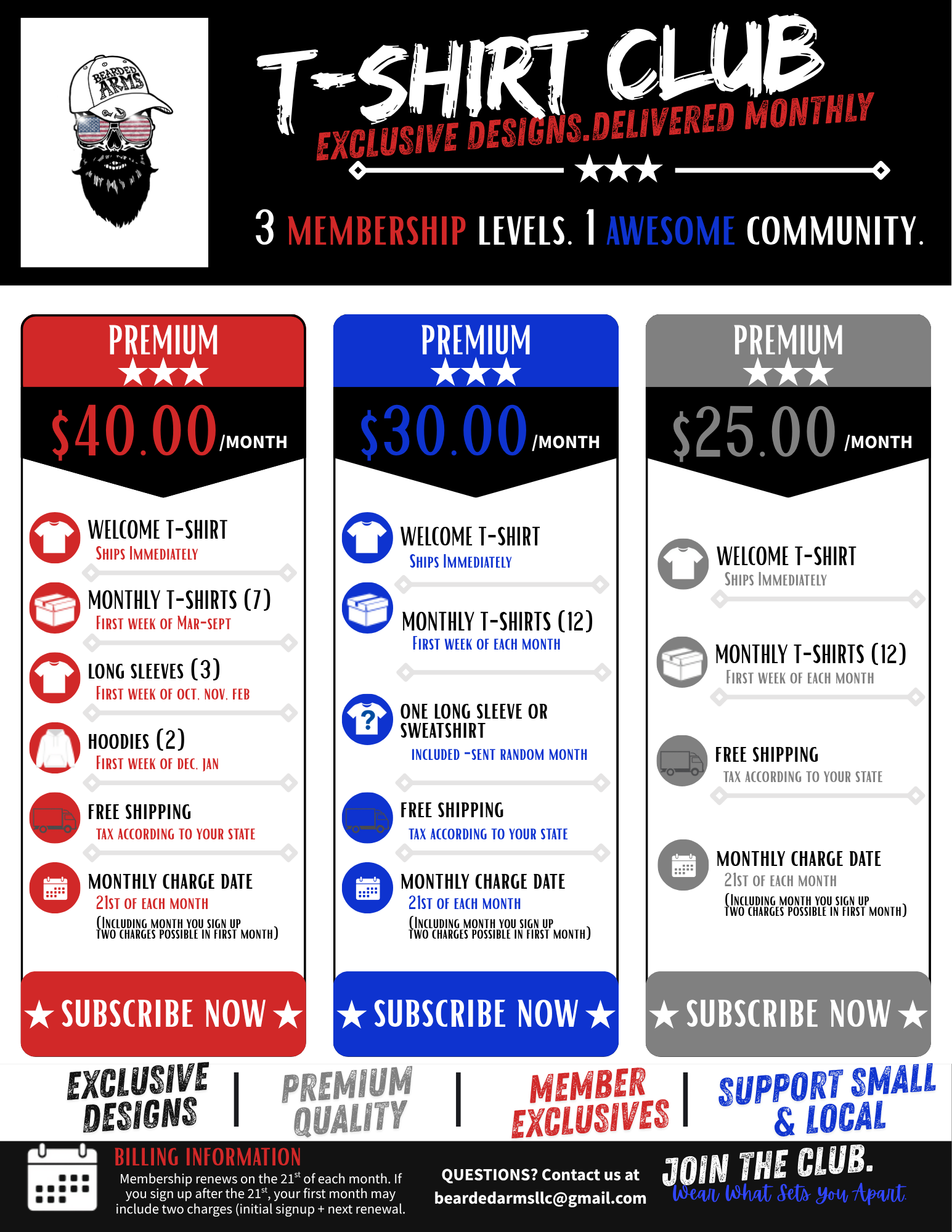 DELUXE Bearded Arms Monthly Tshirt Club